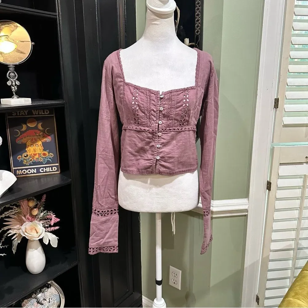 Free People Joi Blouse in Roan Rouge Size Medium